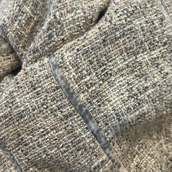 Elie Tahari Cotton/Viscose Tweed Silver Grey Cropped Blazer Jacket - Picture 14 of 14